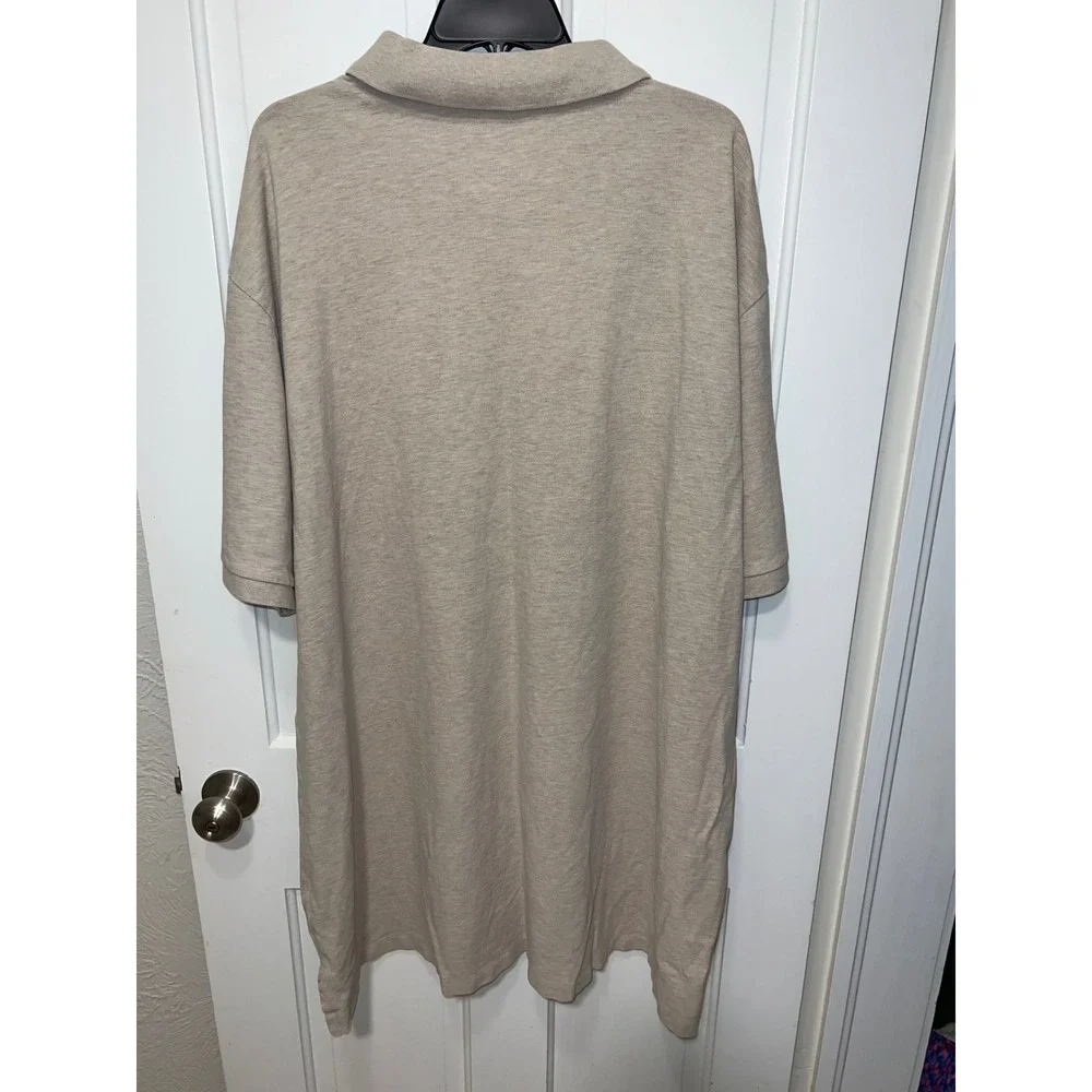 Polo Ralph Lauren Mens 4LT Tall Heathered Beige Tan Cotton Pique Polo Shirt